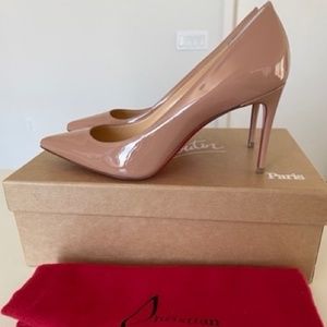 Christian Louboutin Kate 85mm Nude Patent Leather Size 35.5